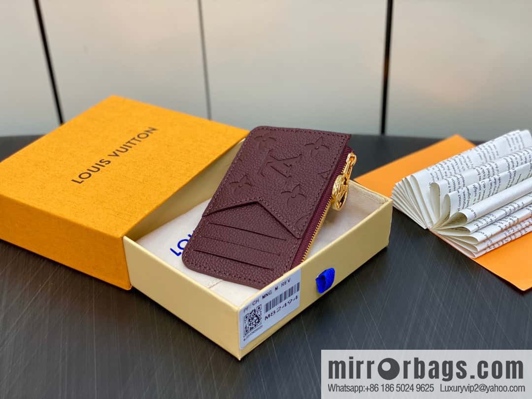 [Premium‑quality] M82494 fuchsia full leather embossed card holder wallet series Romy business card holder
