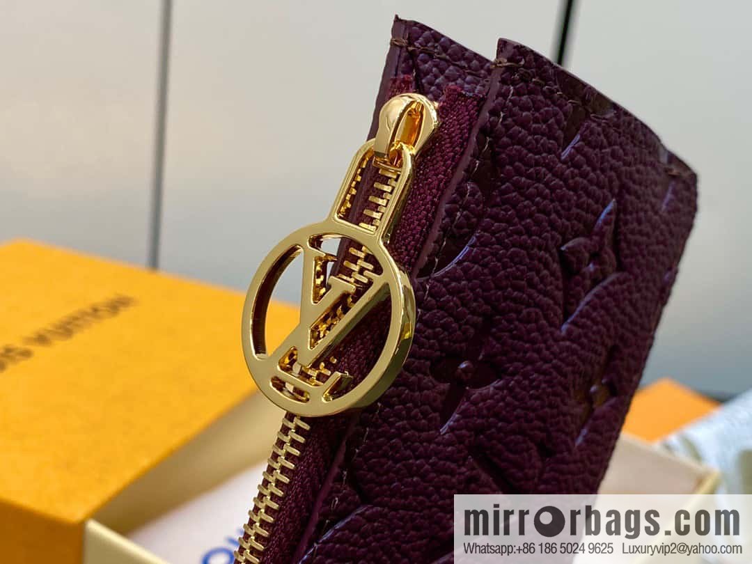 [Premium‑quality] M82494 fuchsia full leather embossed card holder wallet series Romy business card holder