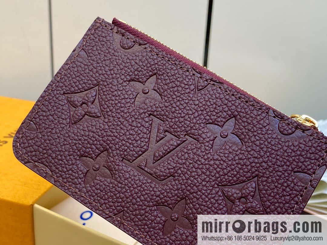 [Premium‑quality] M82494 fuchsia full leather embossed card holder wallet series Romy business card holder