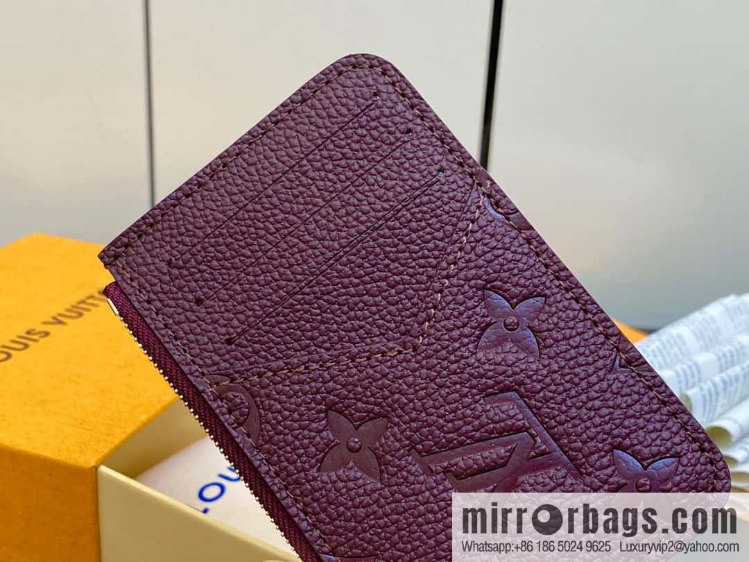 [Premium‑quality] M82494 fuchsia full leather embossed card holder wallet series Romy business card holder