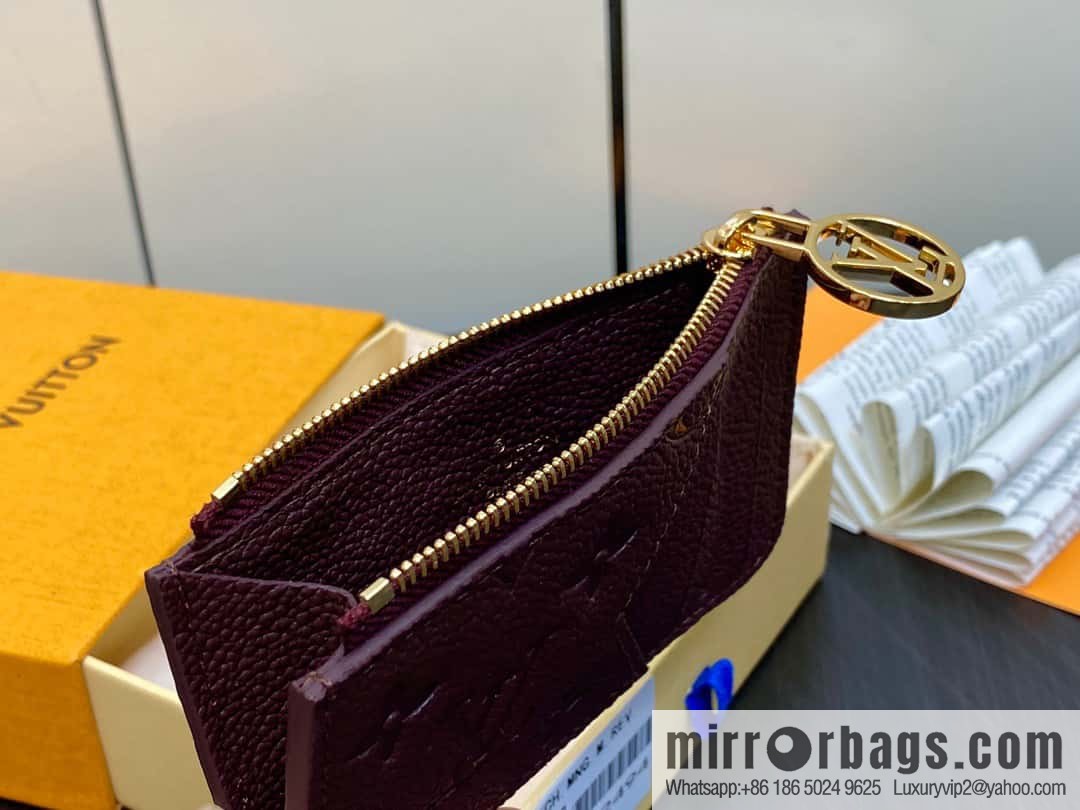 [Premium‑quality] M82494 fuchsia full leather embossed card holder wallet series Romy business card holder