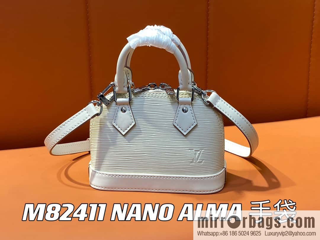 [Boutique‑grade] M81945 beige epi shell bag series NANO ALMA handbag M82411 Nano Alma handbag