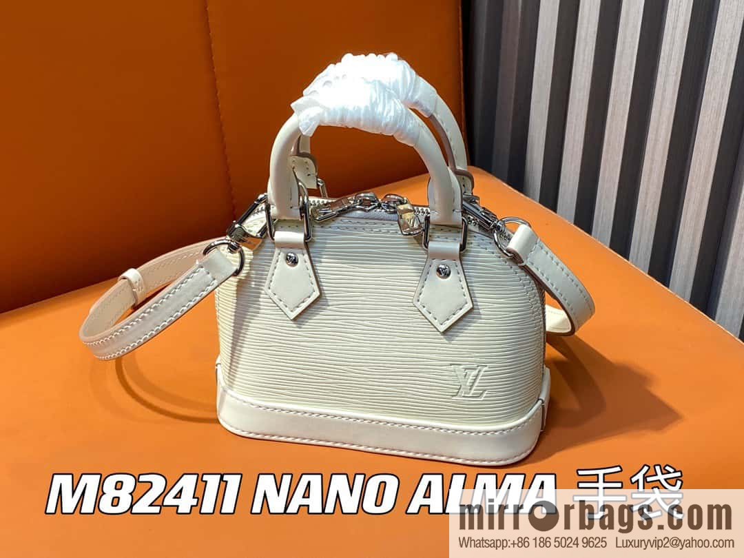 [Boutique‑grade] M81945 beige epi shell bag series NANO ALMA handbag M82411 Nano Alma handbag