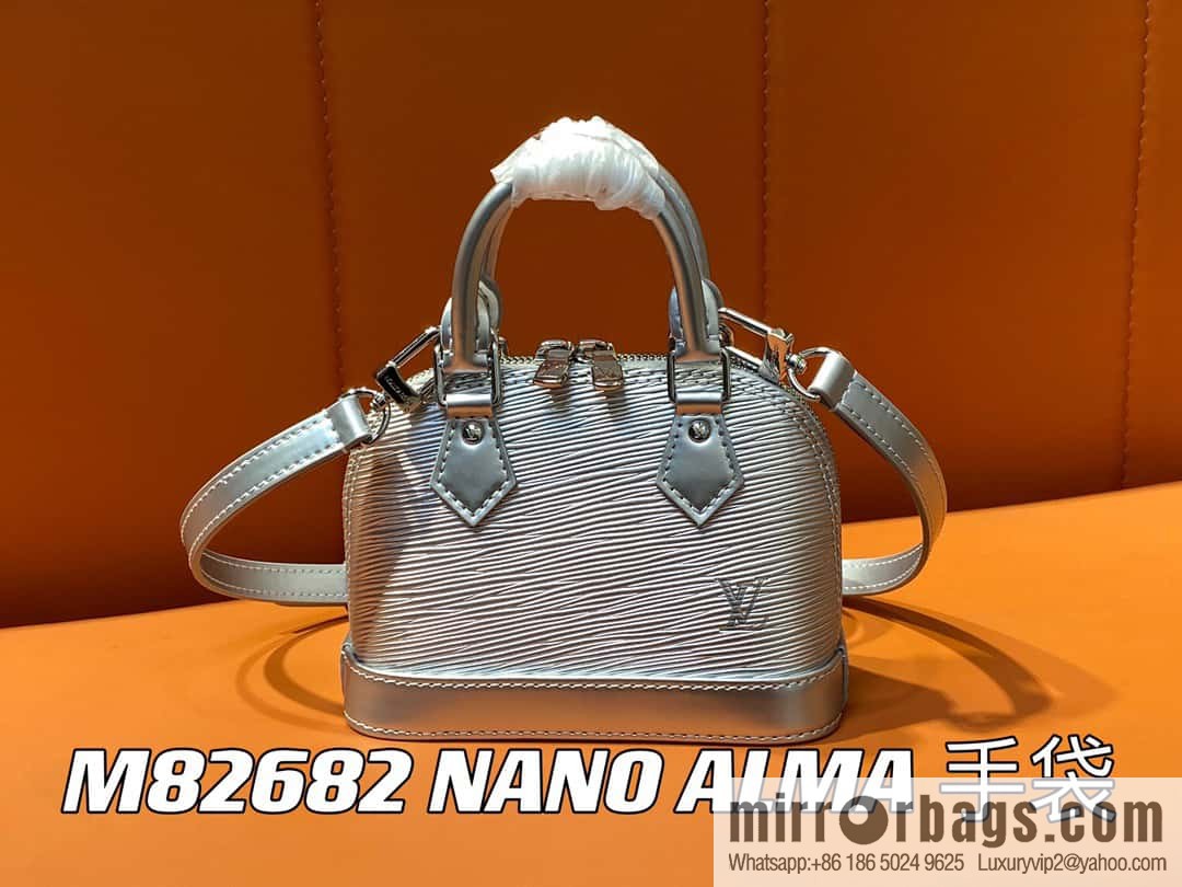 [Premium‑quality] M81945 silver epi shell bag series NANO ALMA handbag M82682 M82411 Nano Alma handbag