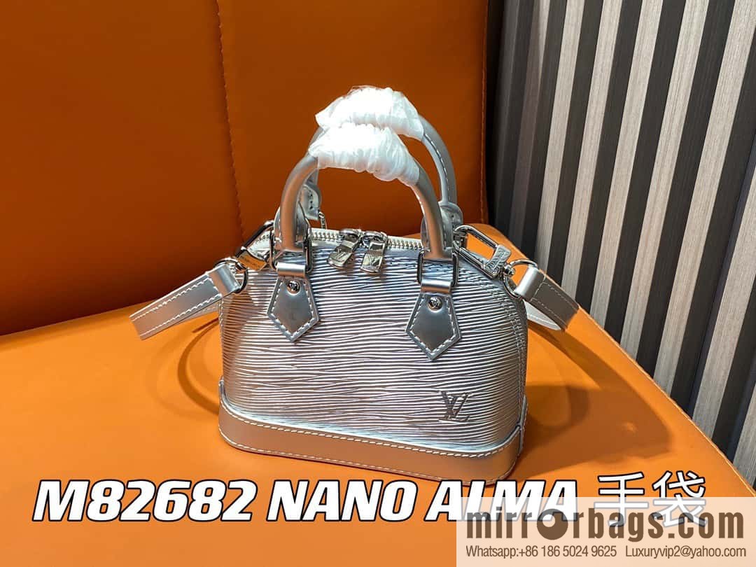 [Premium‑quality] M81945 silver epi shell bag series NANO ALMA handbag M82682 M82411 Nano Alma handbag
