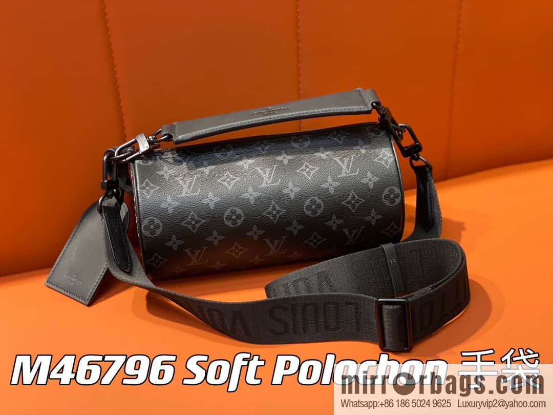 [Boutique‑grade] M46796 black flower, cylinder bag men's bag series, this Soft Polochon small handbag.