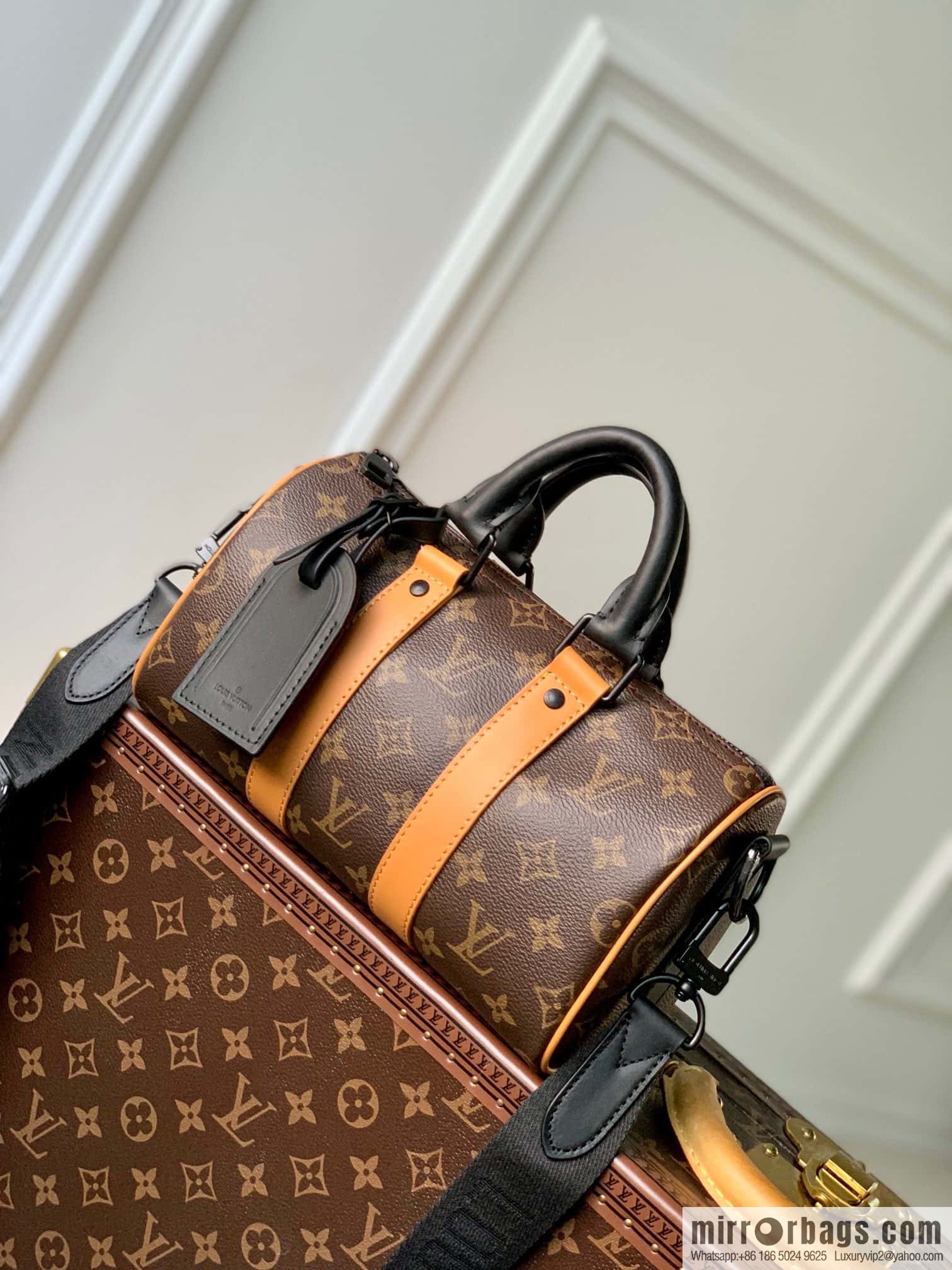 M46687 monogram yellow leather, men's bag, pillow bag series Keepall handbag, the new KEEPALL BANDOULIZRE 25 handbag of the season