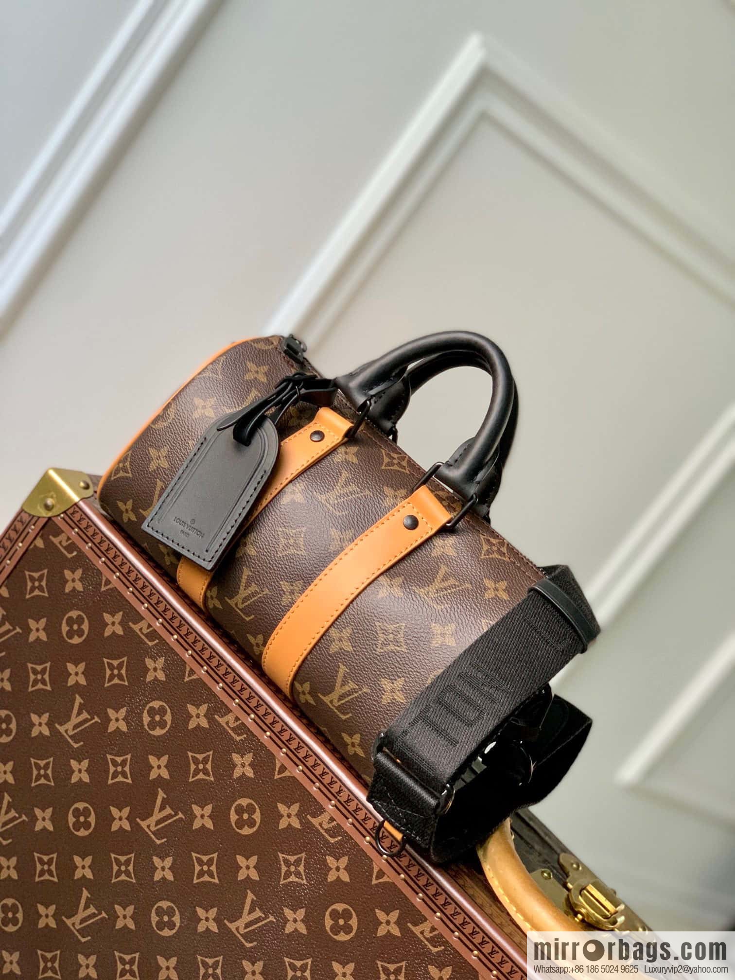 M46687 monogram yellow leather, men's bag, pillow bag series Keepall handbag, the new KEEPALL BANDOULIZRE 25 handbag of the season