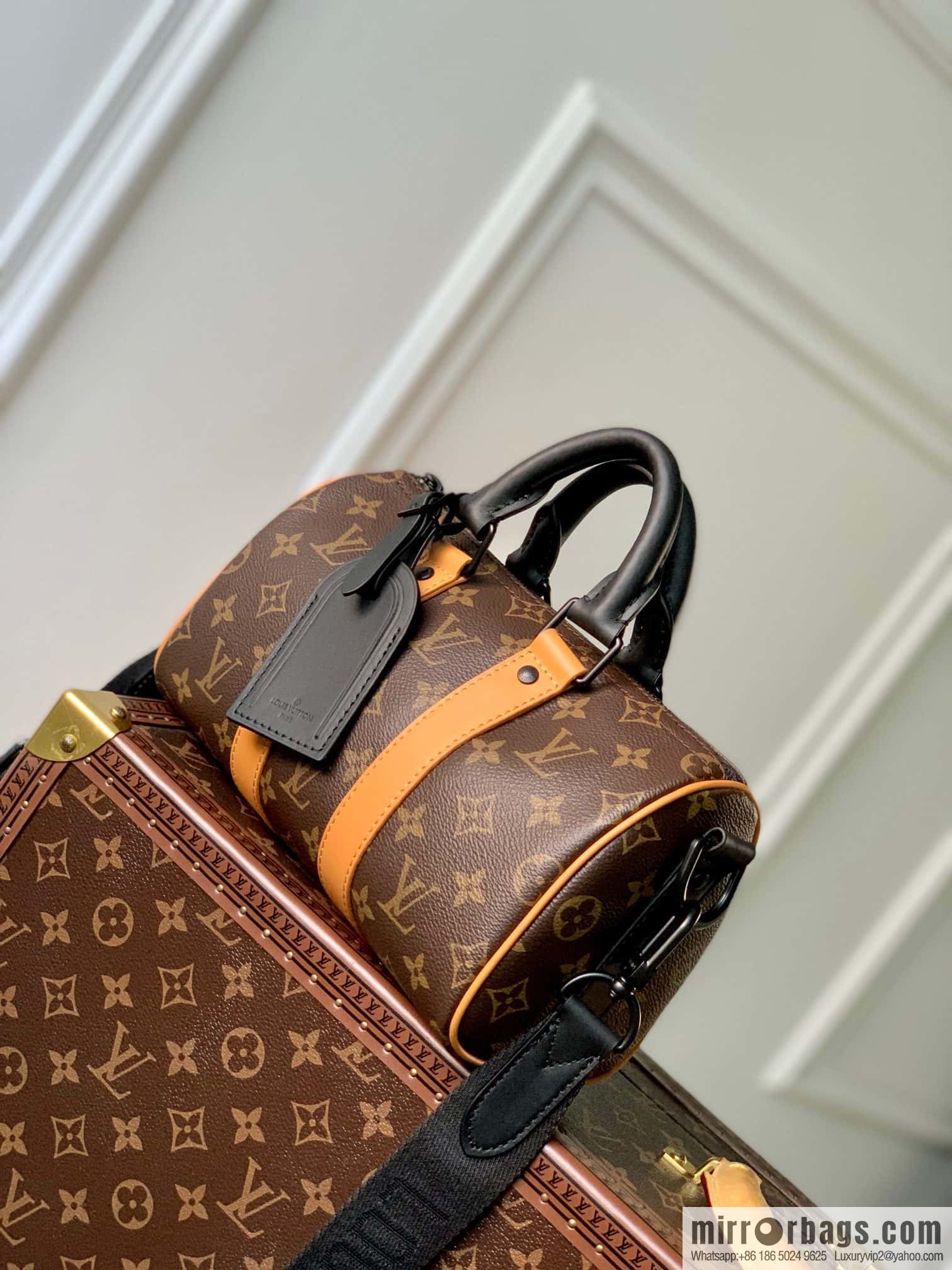 M46687 monogram yellow leather, men's bag, pillow bag series Keepall handbag, the new KEEPALL BANDOULIZRE 25 handbag of the season
