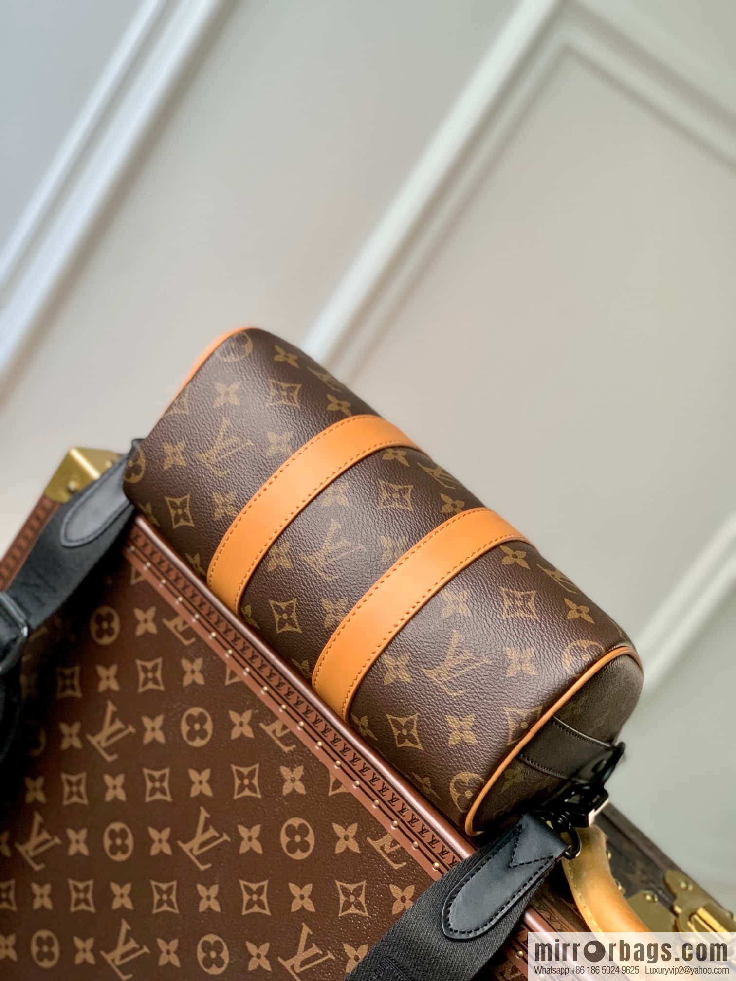 M46687 monogram yellow leather, men's bag, pillow bag series Keepall handbag, the new KEEPALL BANDOULIZRE 25 handbag of the season