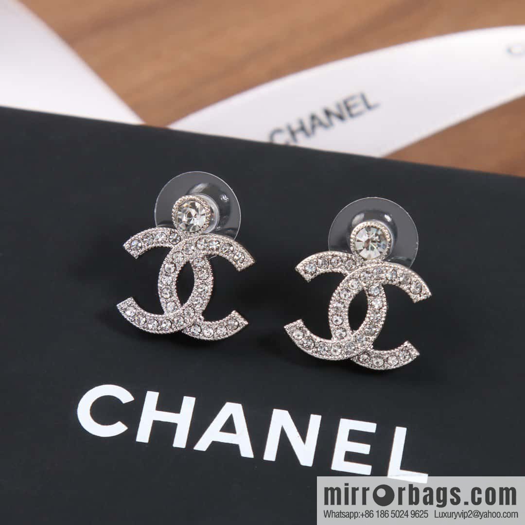 ☀️New ☑️ chanel c2 double c full diamond stud earrings ☀️
