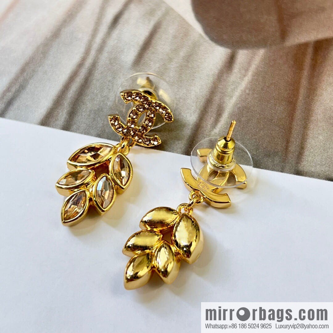 New Chanel double c wheat stud earrings