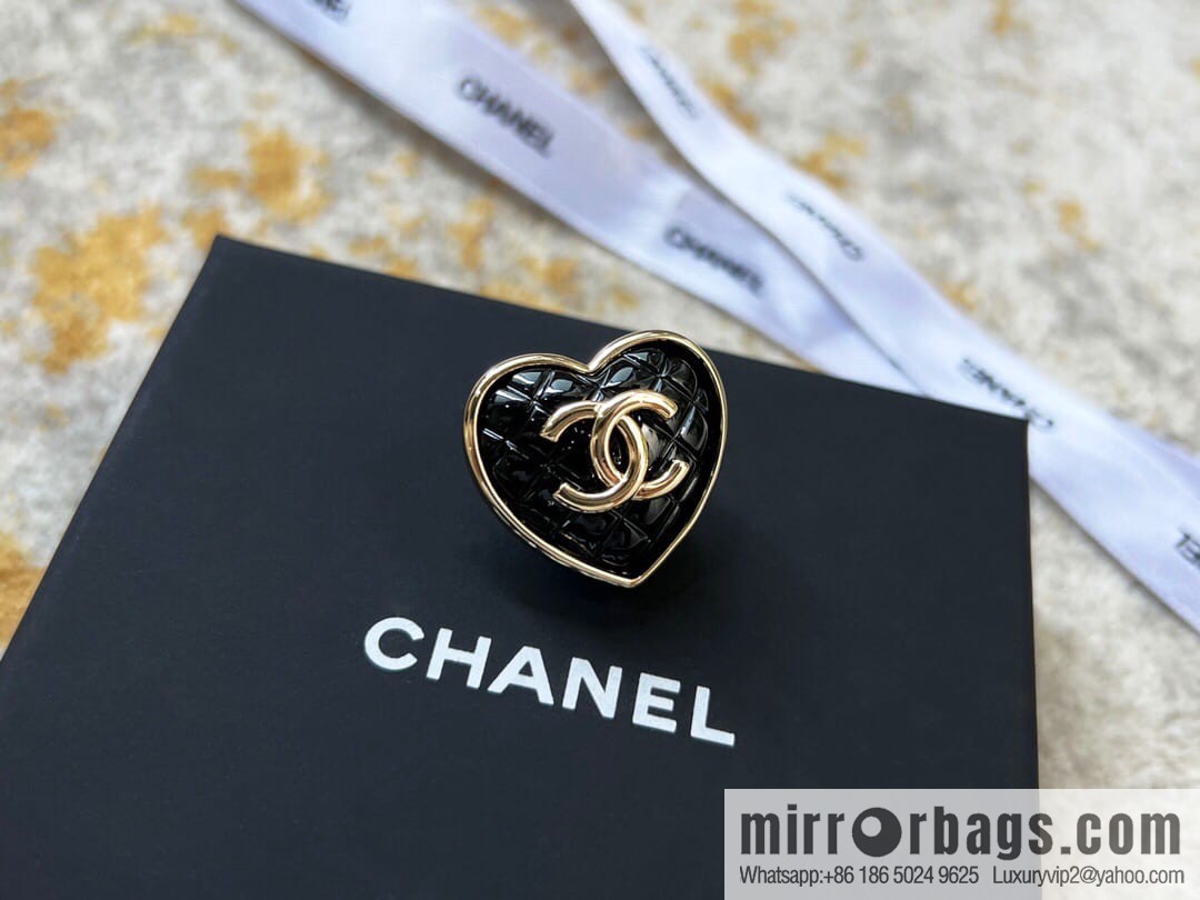 New Chanel double c peach heart brooch