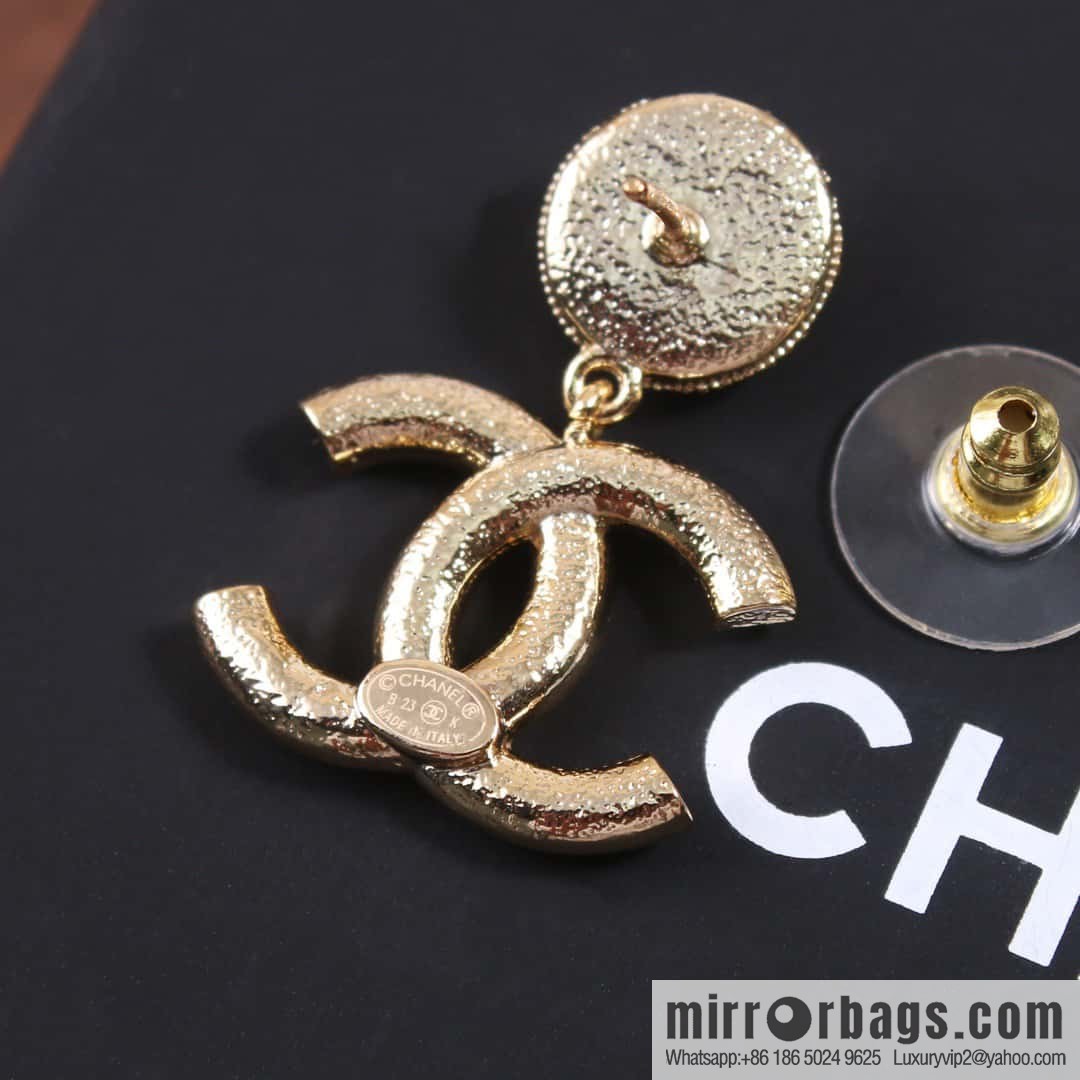 ☀️Chanel c2 double c half drill half drop oil pentagram ⭐ star stud earrings ☀️