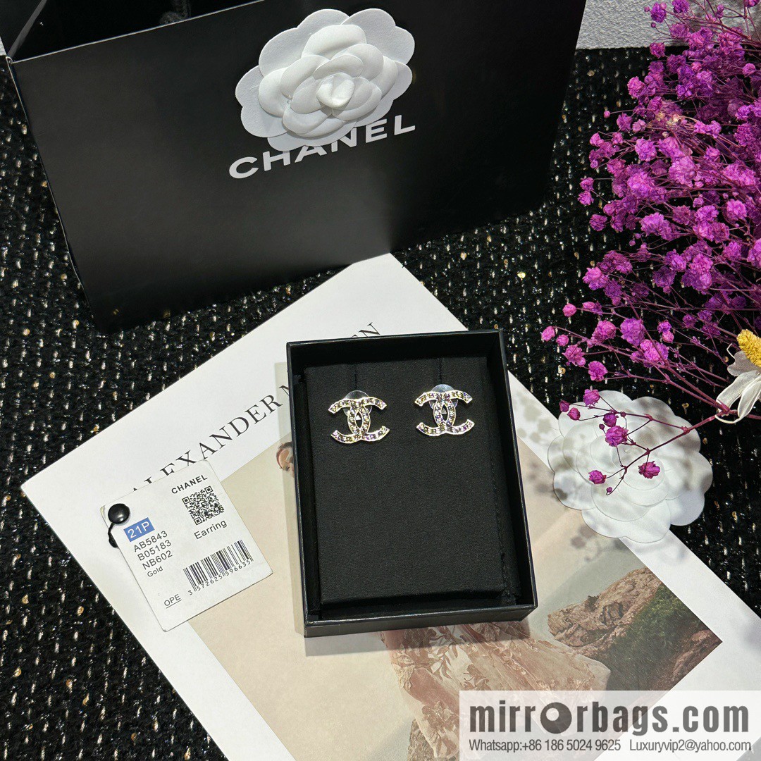 ☀️New ☑️ Chanel double c pentagram ⭐ star stud earrings