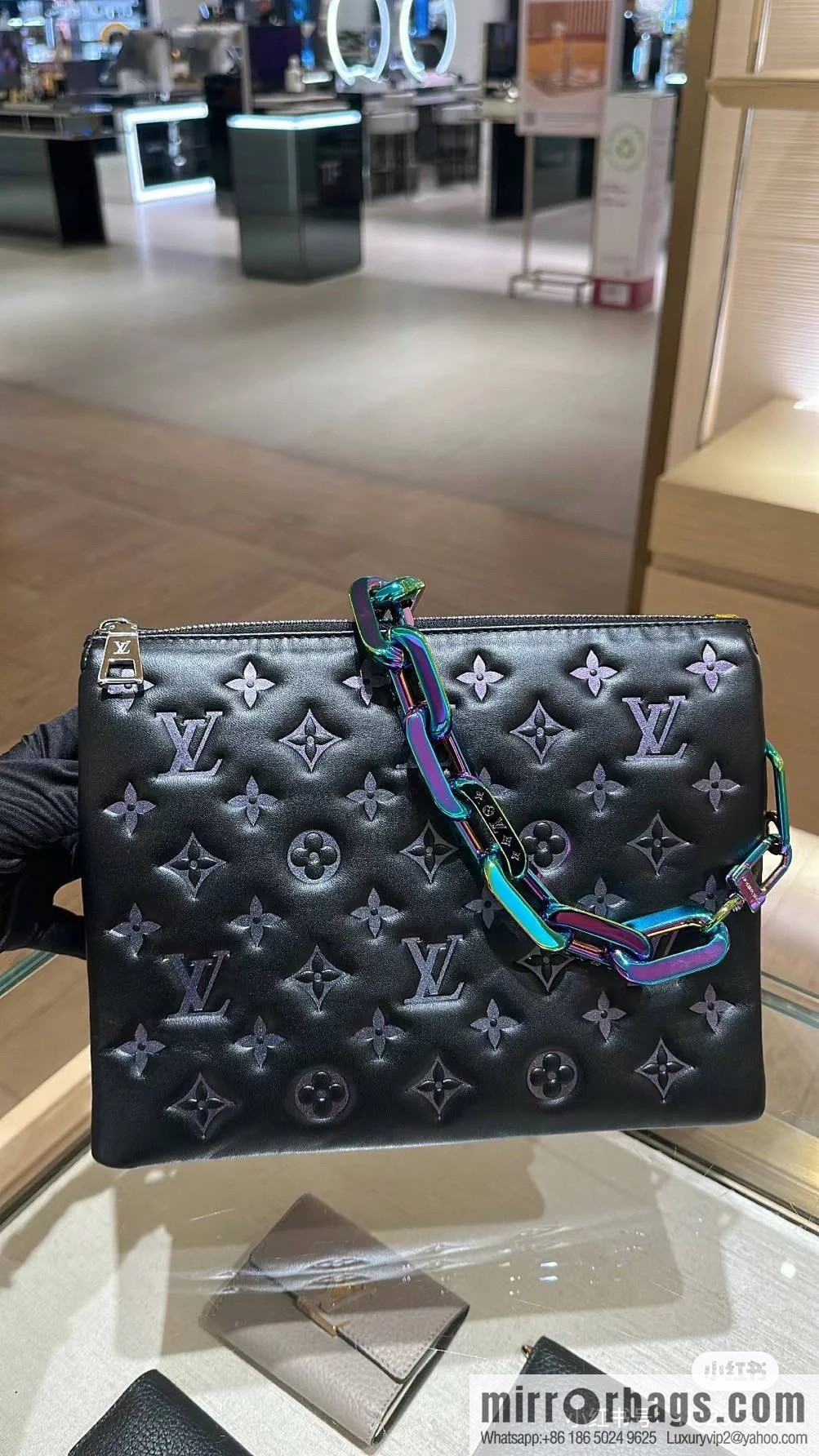 [Premium‑quality] M23618 black silk screen, full leather chain bag series COUSSIN small handbag
