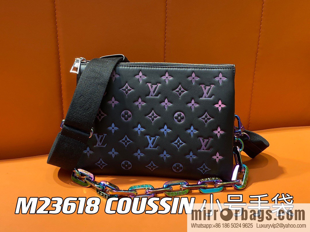 [Premium‑quality] M23618 black silk screen, full leather chain bag series COUSSIN small handbag