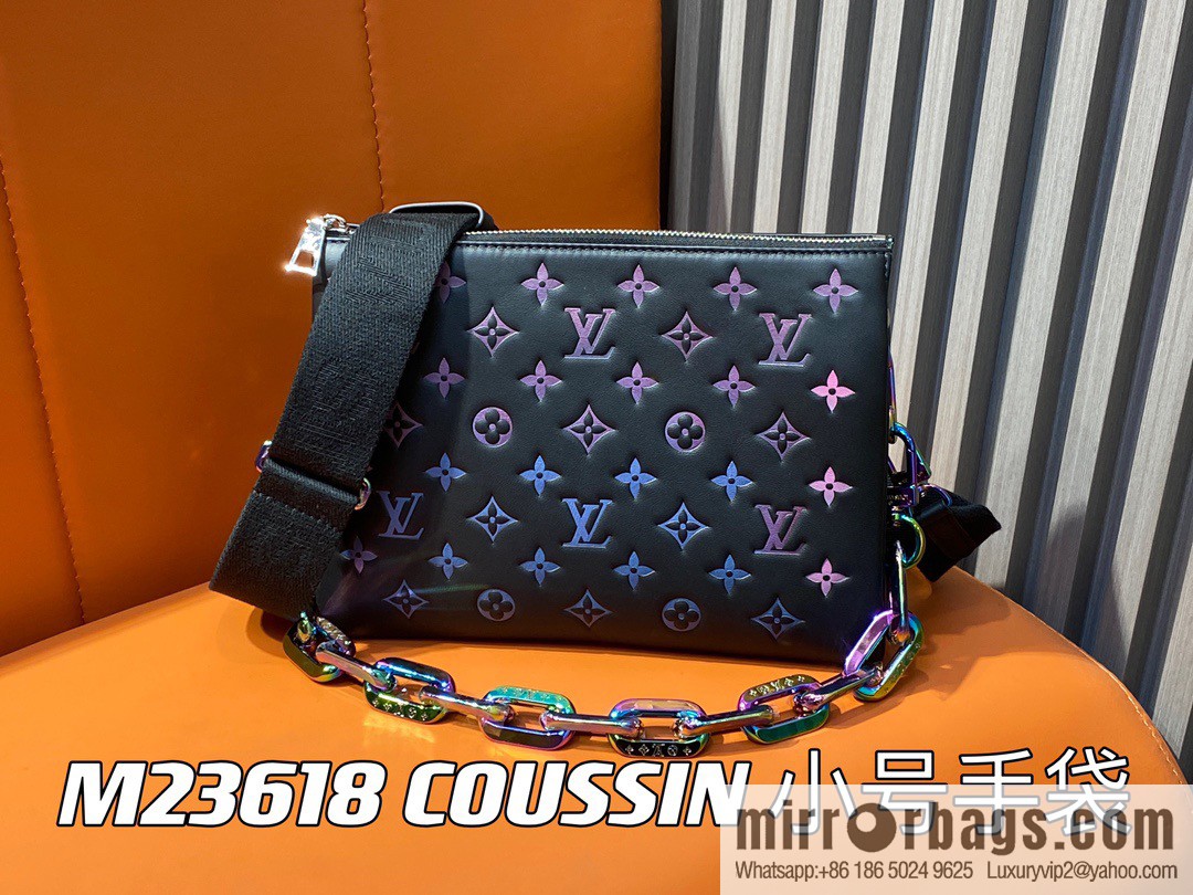 [Premium‑quality] M23618 black silk screen, full leather chain bag series COUSSIN small handbag