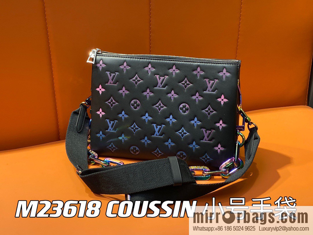 [Premium‑quality] M23618 black silk screen, full leather chain bag series COUSSIN small handbag
