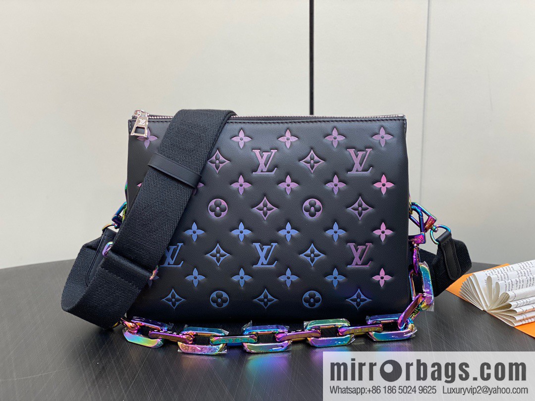 [Premium‑quality] M23618 black silk screen, full leather chain bag series COUSSIN small handbag