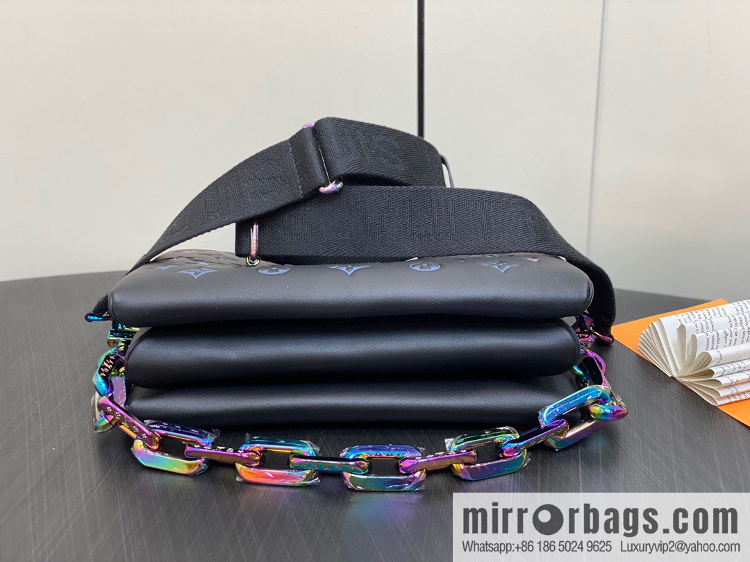 [Premium‑quality] M23618 black silk screen, full leather chain bag series COUSSIN small handbag