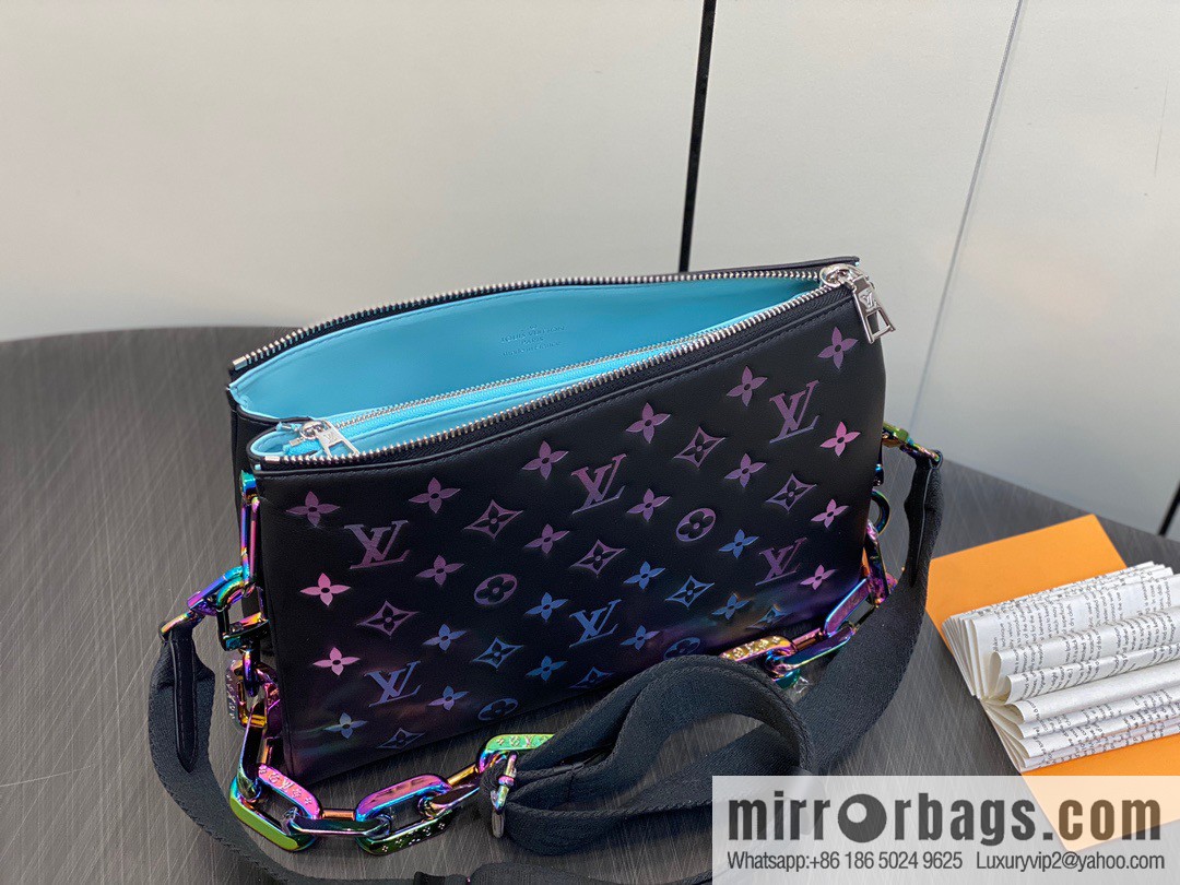 [Premium‑quality] M23618 black silk screen, full leather chain bag series COUSSIN small handbag