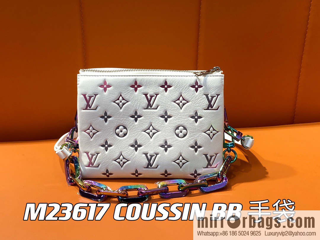 [Premium‑quality] M23617 white silk screen, full leather chain bag series COUSSIN BB handbag