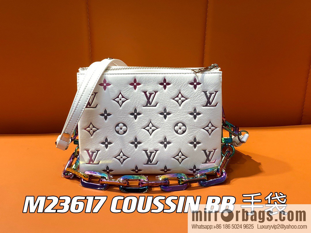 [Premium‑quality] M23617 white silk screen, full leather chain bag series COUSSIN BB handbag