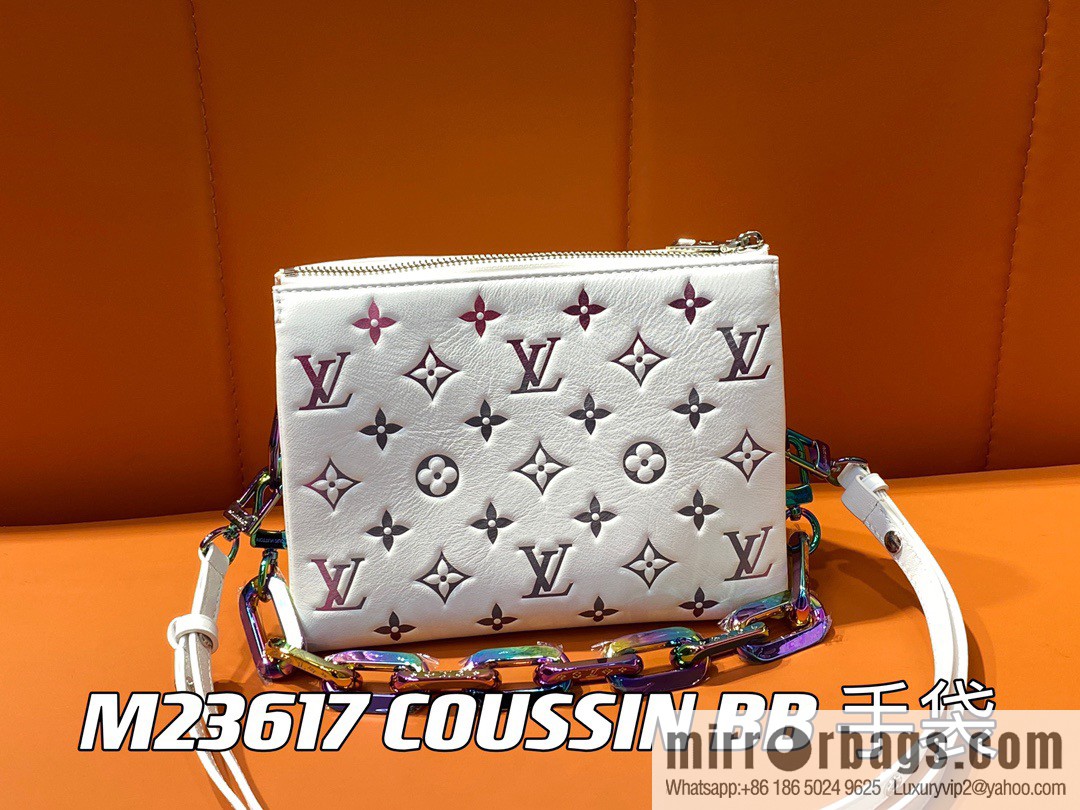 [Premium‑quality] M23617 white silk screen, full leather chain bag series COUSSIN BB handbag