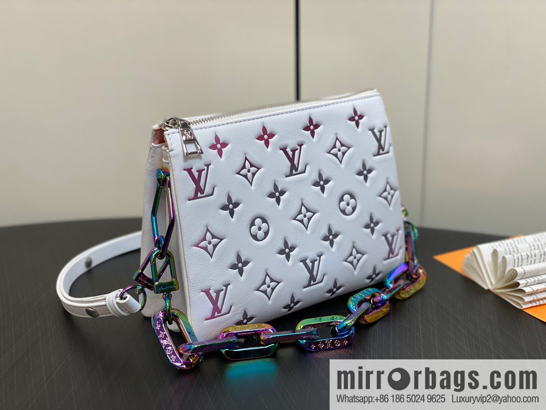 [Premium‑quality] M23617 white silk screen, full leather chain bag series COUSSIN BB handbag