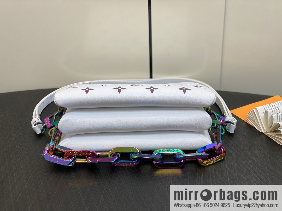 [Premium‑quality] M23617 white silk screen, full leather chain bag series COUSSIN BB handbag