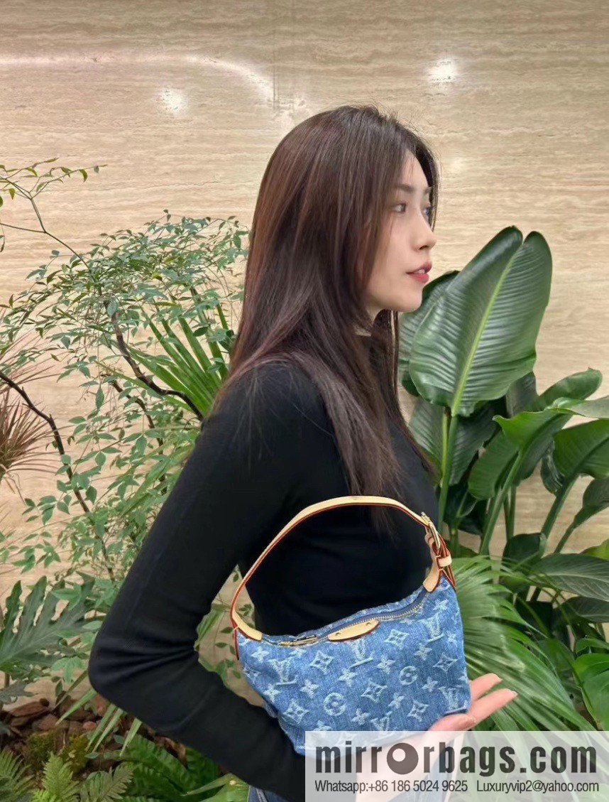 [Boutique‑grade] M82949 blue denim, denim mini moon bag MINI MOON handbag