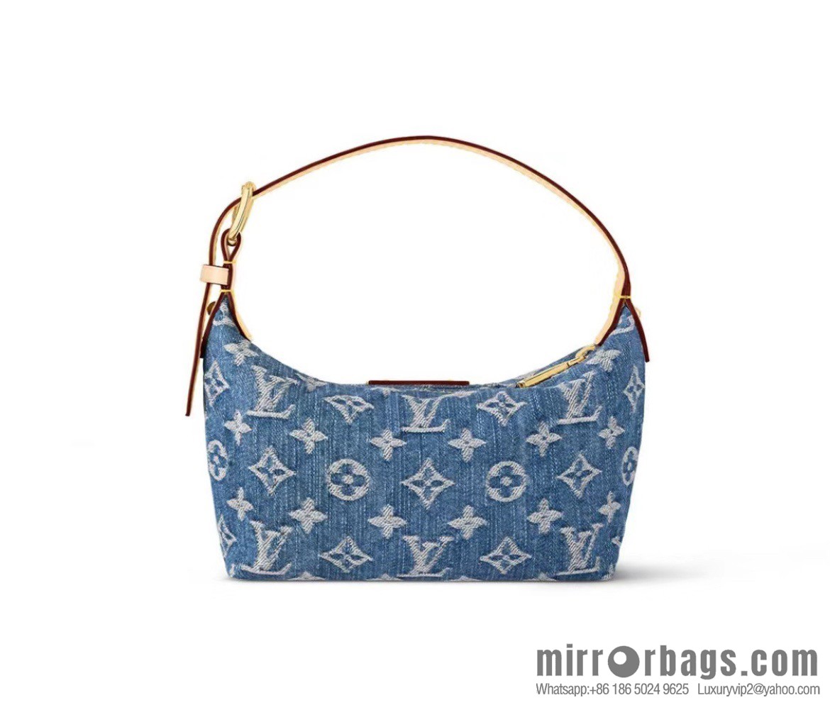[Boutique‑grade] M82949 blue denim, denim mini moon bag MINI MOON handbag