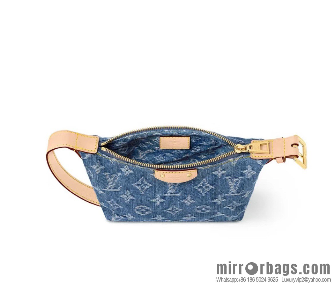[Boutique‑grade] M82949 blue denim, denim mini moon bag MINI MOON handbag