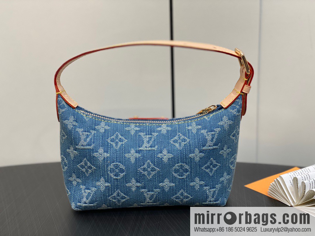 [Boutique‑grade] M82949 blue denim, denim mini moon bag MINI MOON handbag