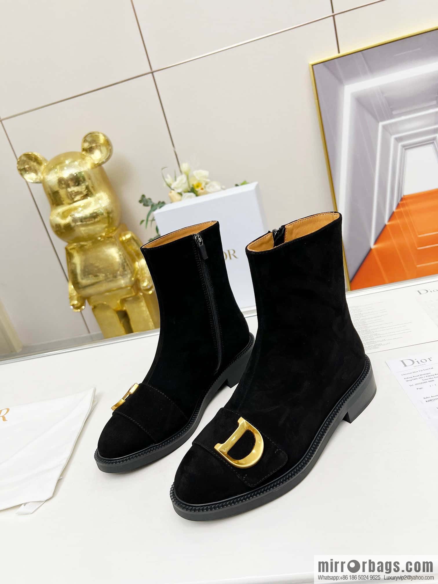 🐰🐰Dior's latest fashion show in early spring haute couture series, metal letter logo hardware buckle short boots
