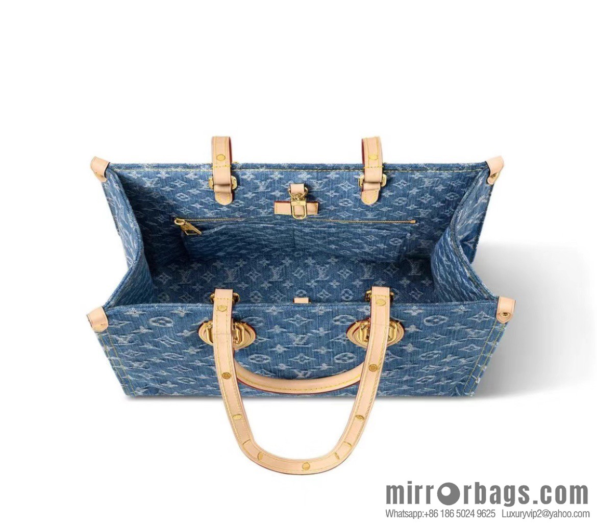 [Boutique‑grade] M46871 blue denim, denim square bag series Onthego medium handbag