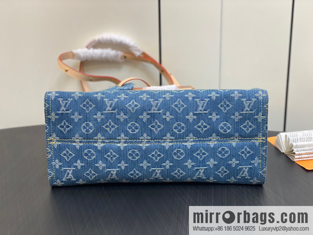 [Boutique‑grade] M46871 blue denim, denim square bag series Onthego medium handbag