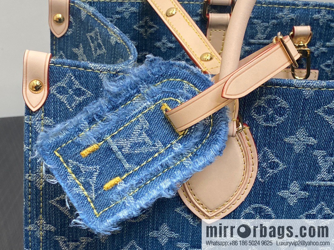 [Boutique‑grade] M46871 blue denim, denim square bag series Onthego medium handbag