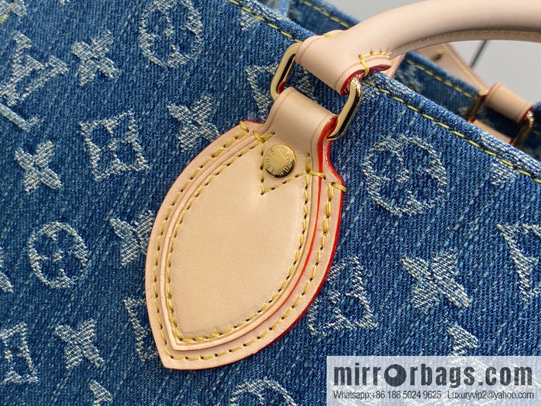 [Boutique‑grade] M46871 blue denim, denim square bag series Onthego medium handbag