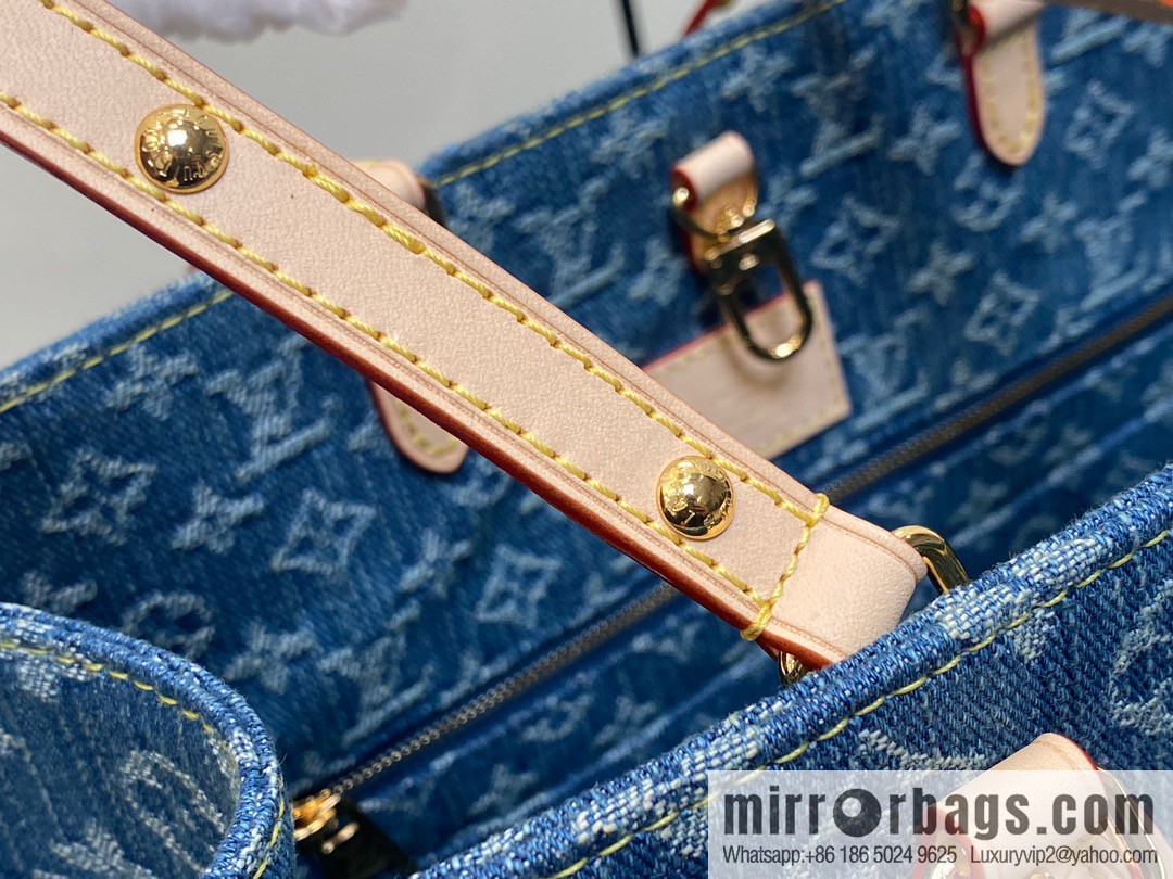 [Boutique‑grade] M46871 blue denim, denim square bag series Onthego medium handbag