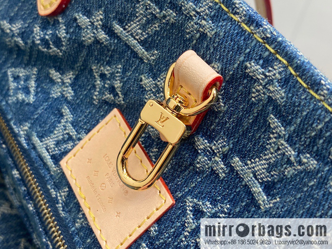 [Boutique‑grade] M46871 blue denim, denim square bag series Onthego medium handbag