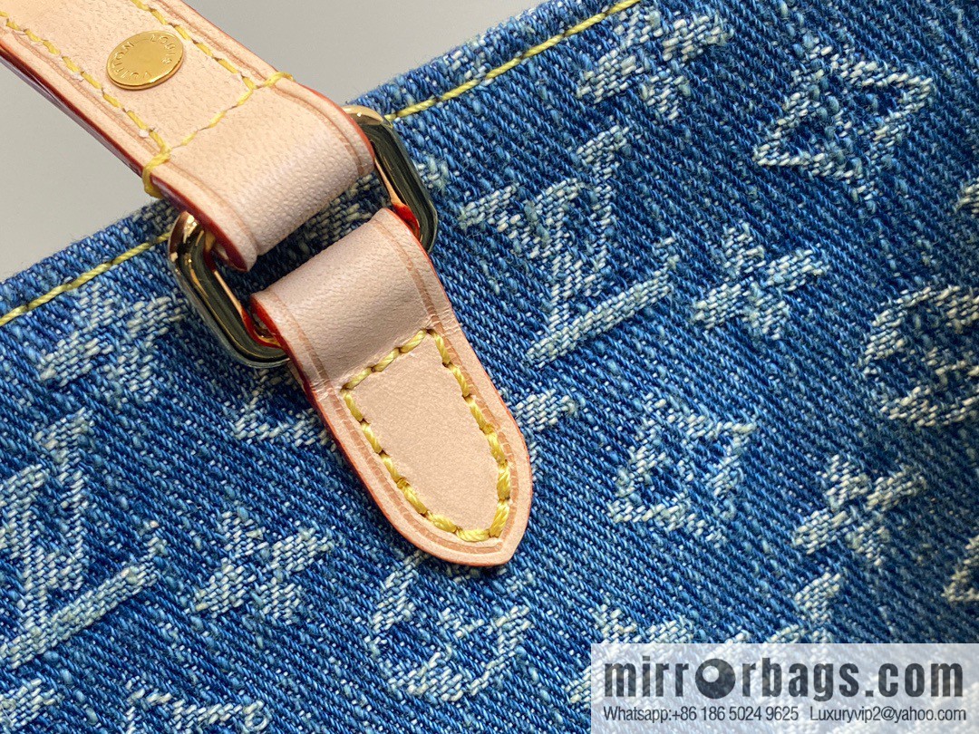 [Boutique‑grade] M46871 blue denim, denim square bag series Onthego medium handbag