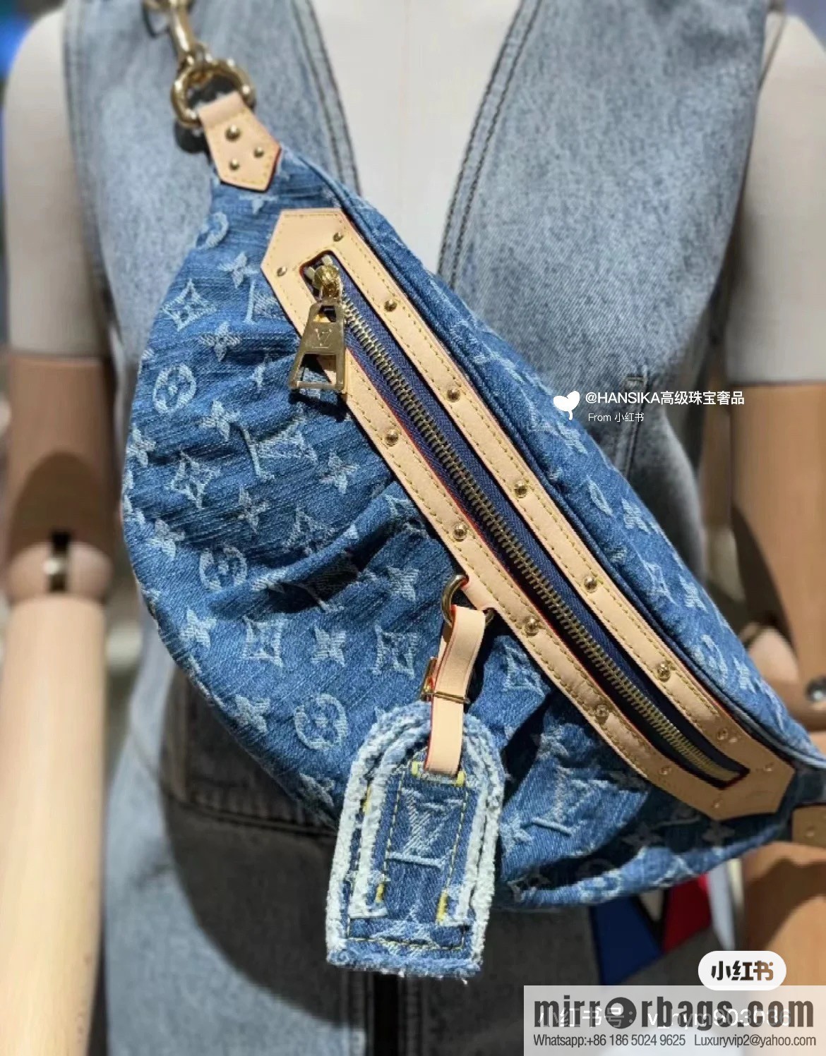 [Boutique‑grade] M46847 blue denim, denim breast bag fanny pack series, the latest bumbag fanny pack.