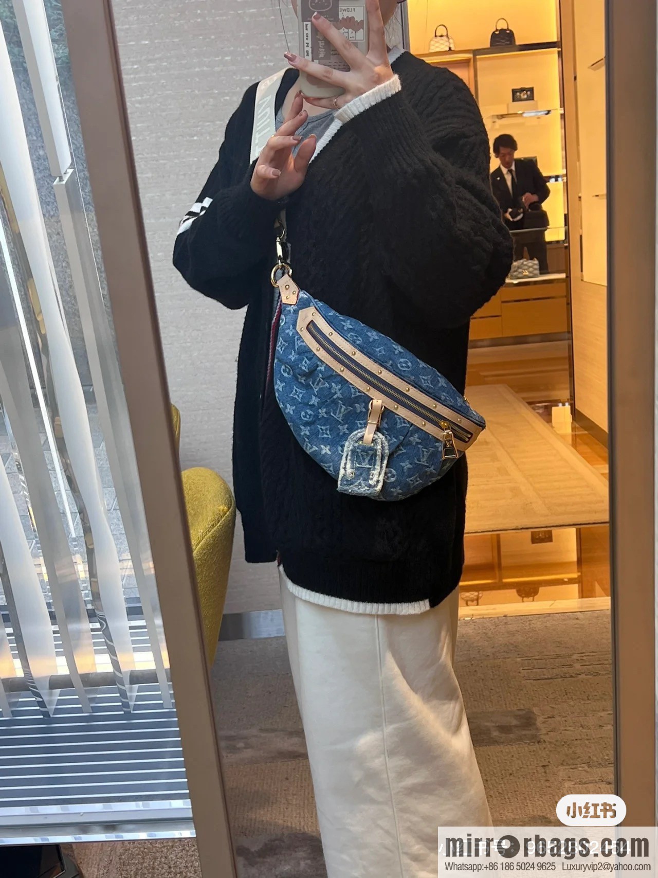 [Boutique‑grade] M46847 blue denim, denim breast bag fanny pack series, the latest bumbag fanny pack.