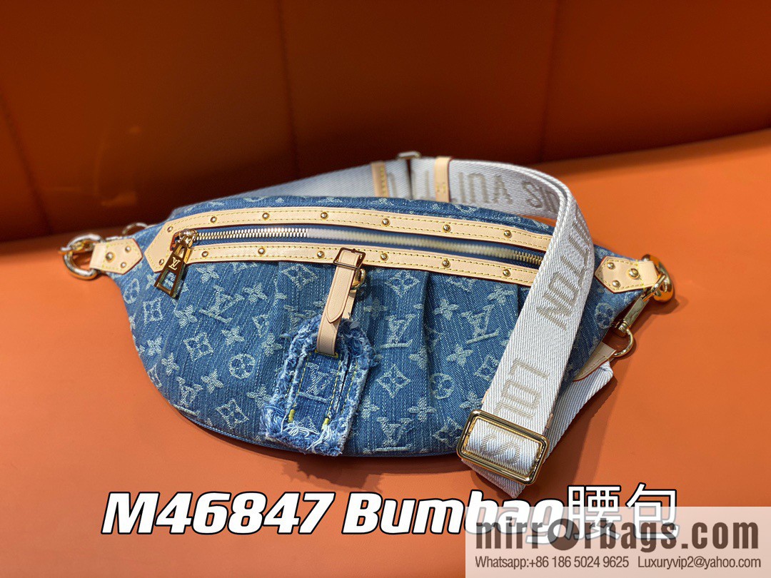 [Boutique‑grade] M46847 blue denim, denim breast bag fanny pack series, the latest bumbag fanny pack.