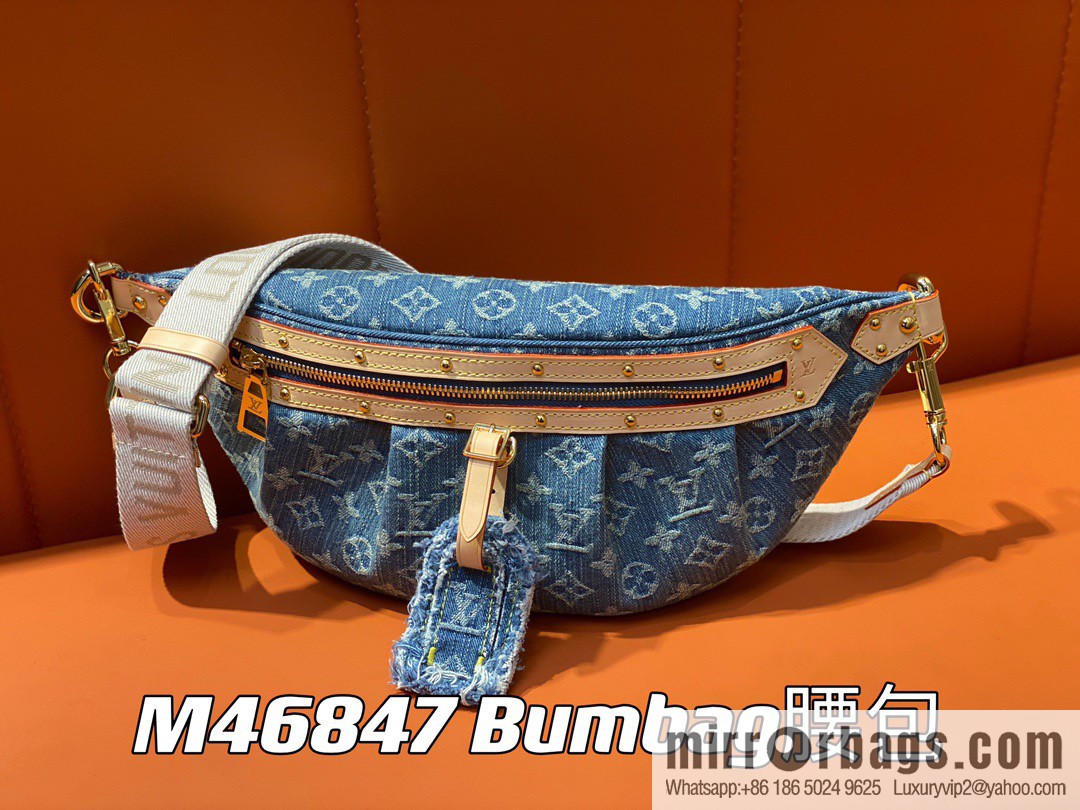 [Boutique‑grade] M46847 blue denim, denim breast bag fanny pack series, the latest bumbag fanny pack.