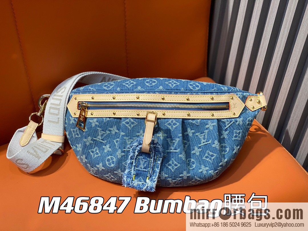 [Boutique‑grade] M46847 blue denim, denim breast bag fanny pack series, the latest bumbag fanny pack.