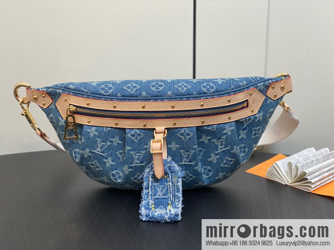 [Boutique‑grade] M46847 blue denim, denim breast bag fanny pack series, the latest bumbag fanny pack.