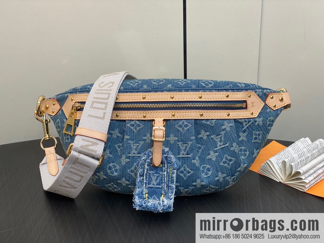 [Boutique‑grade] M46847 blue denim, denim breast bag fanny pack series, the latest bumbag fanny pack.